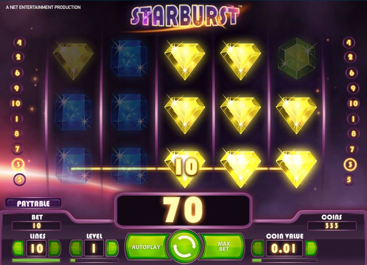 ビデオスロット「Starburst(スターバースト)」
